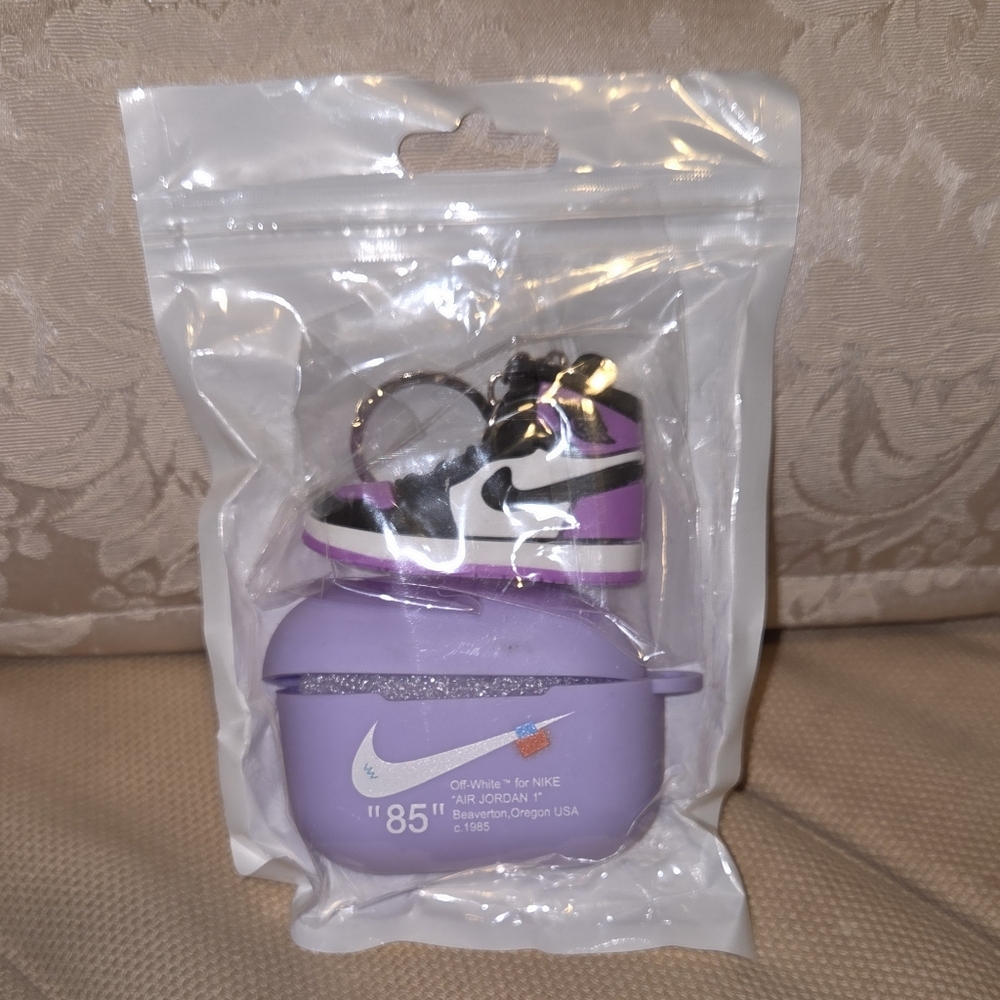 Purple and Black Keychain with Shoe Design